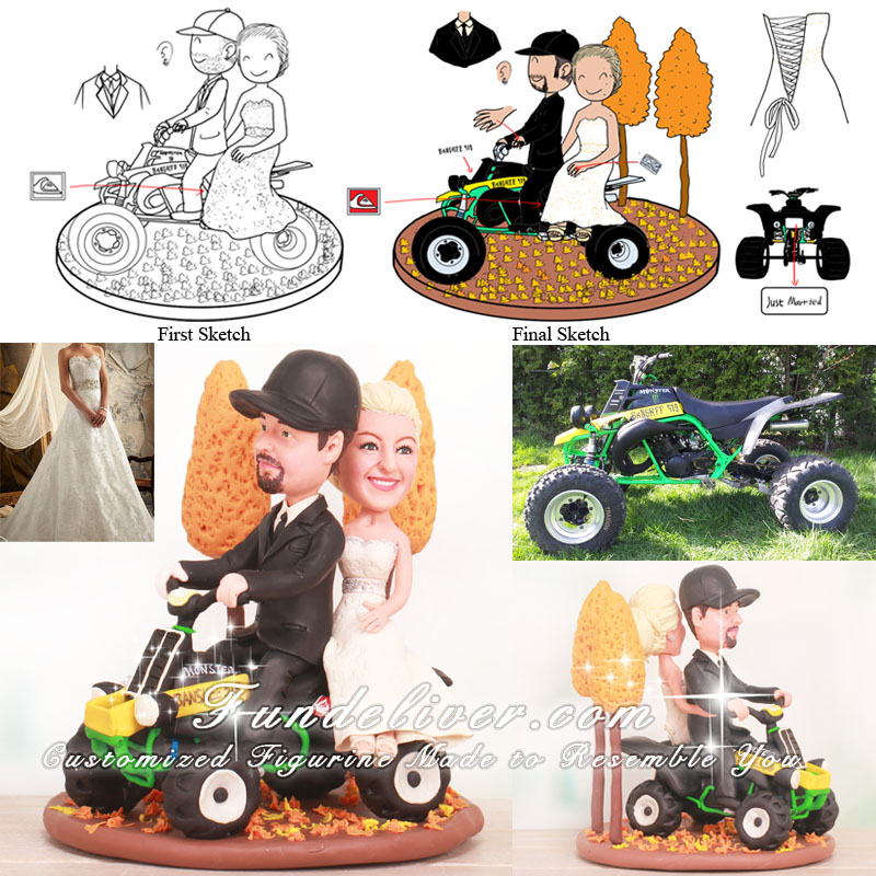 Four Wheeler Fall Theme Wedding Cake Toppers